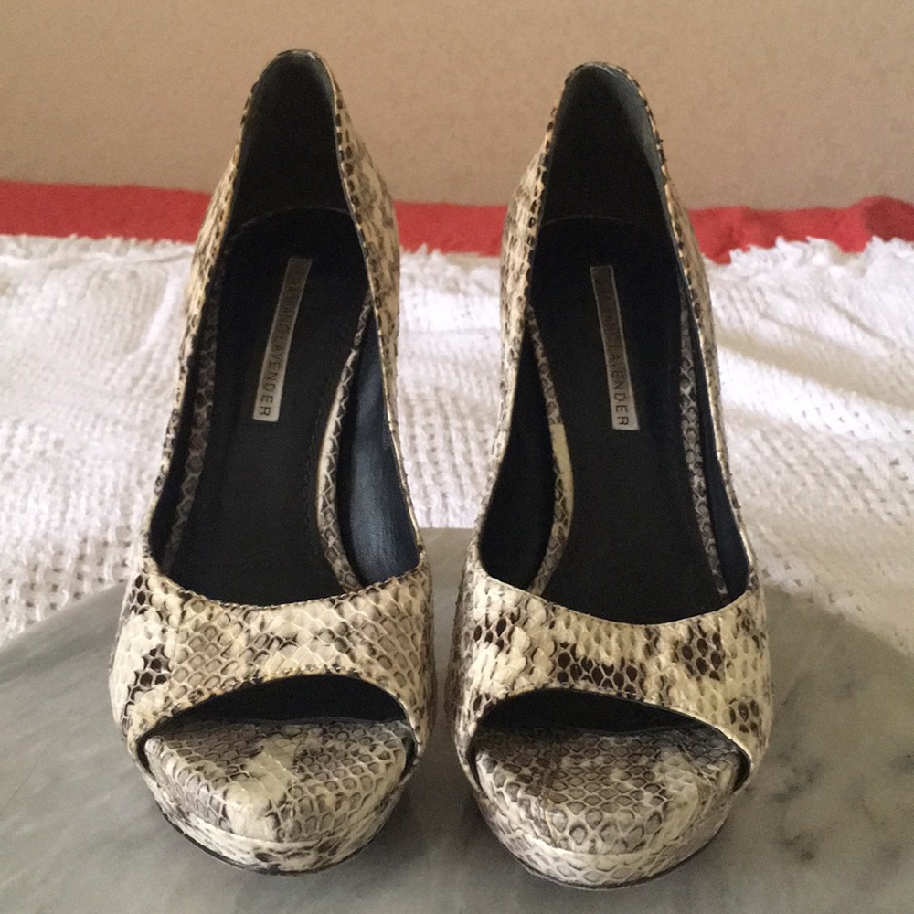 Vera Wang Snakeprint Peep-Toe Heels